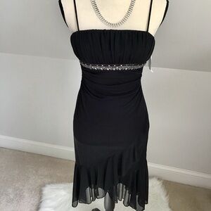 NEW! Stunning City Triangles Black Glam Ruffled Dress Size S